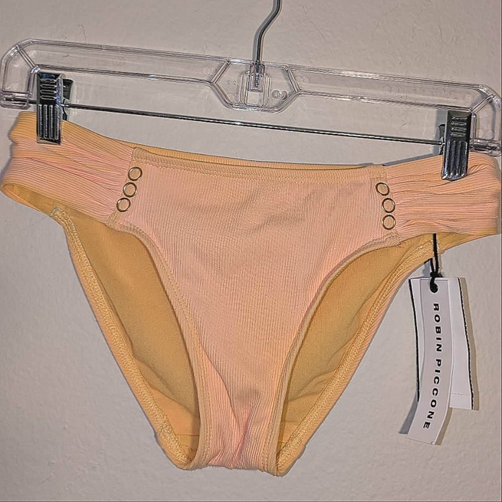 Nwt Robin Piccone Side Tab Orange Bikini Bottoms Xs